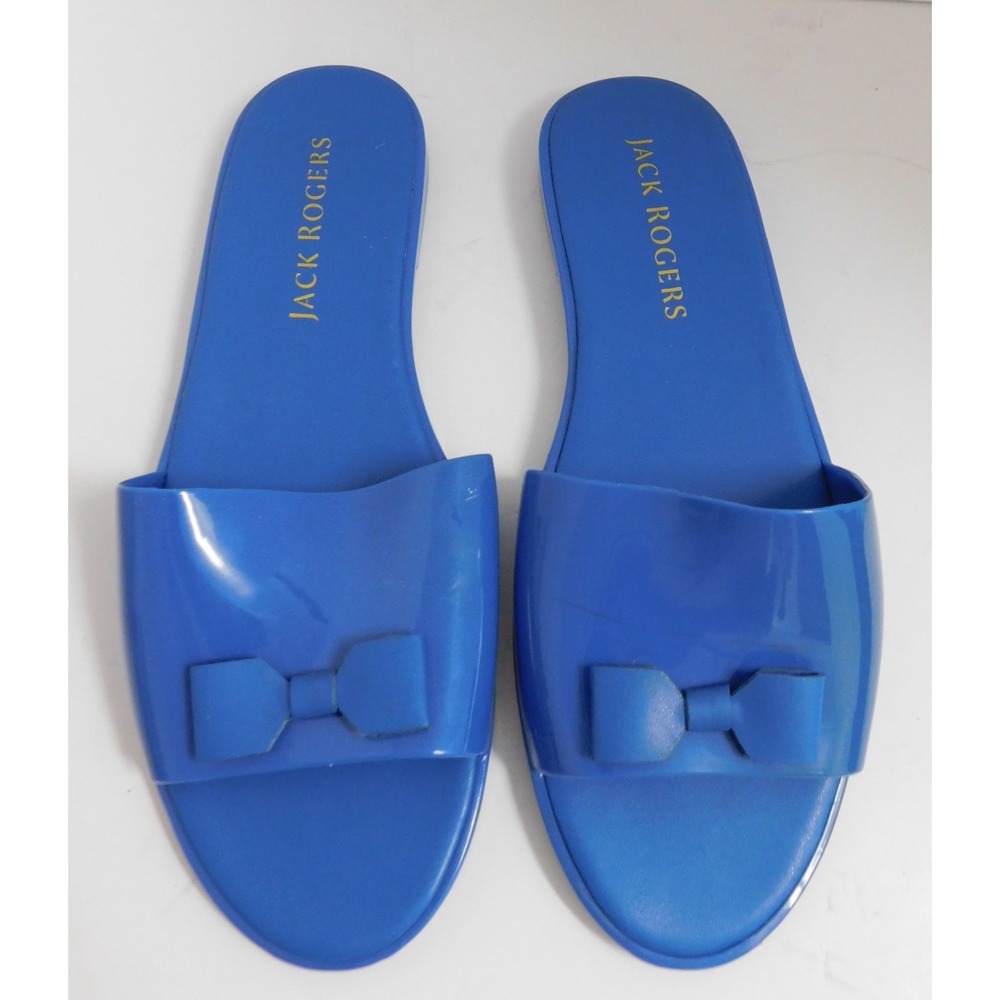 JACK ROGERS Women's Slides Flat‎ Sandals Blue Slip-On Comfort Bow Size 11 New